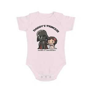 Daddy&#39;s Princess Adorable Star Wars Themed Baby Onesies for Your Little Jedi - Darth Vader and Princess Leia - Short Sleeve Baby Bodysuit