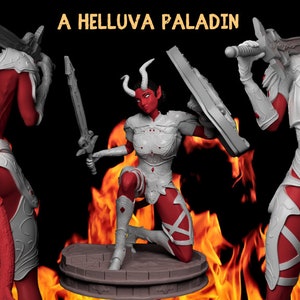 Likantris: Tiefling Paladin Miniature by Fierce Females Factory. Beautiful Tiefling warrior Paladin for your collection or D&D game.