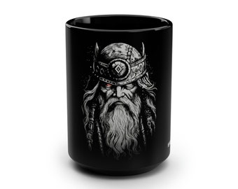 Odin's Wisdom: Norse Mythology Inspired Mug for Myth Enthusiasts - Ceramic Mug 15oz Black Mug