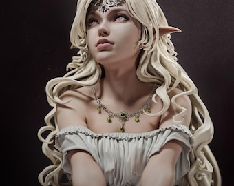 Princesse elfe | Belle miniature de jeune fille elfique par CA3D | Figurine fantastique imprimée en 3D | Parfait pour les RPG de table, les projets de présentation et de peinture