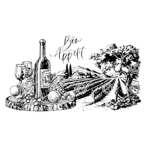 Tabla de cortar charcutería, archivo SVG grabado con láser Vineyard, decoración de cocina, Lightburn, archivo de grabado con láser, descarga digital SVG, Lightburn