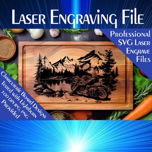Planche à découper de charcuterie, gravure au laser sur fichier SVG, montagne SVG, téléchargement numérique, gravure laser sur moto, homme des cavernes, fichier Lightburn XTool