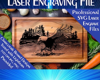 Eagle Fishing Trout Charcuterie Board SVG: Laser Engrave File (Digital Download)