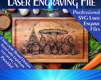 Gnome Charcuterie Board SVG: lasergraveerbestand, feestelijk keukendecor (digitale download)