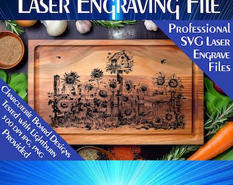 Sunflower Charcuterie Board SVG: Laser Engraving File (Digital Download)