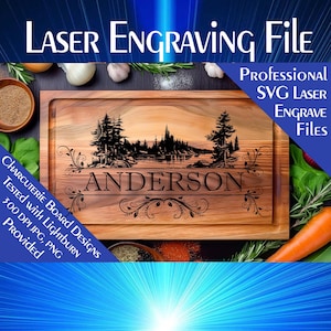 Laser Gravur SVG-Datei, Charcuterie Schneidebrett, Familien Monogramm, LightBurn Tested, digitaler Download Holzschild, persönliches Geschenk, Home Décor