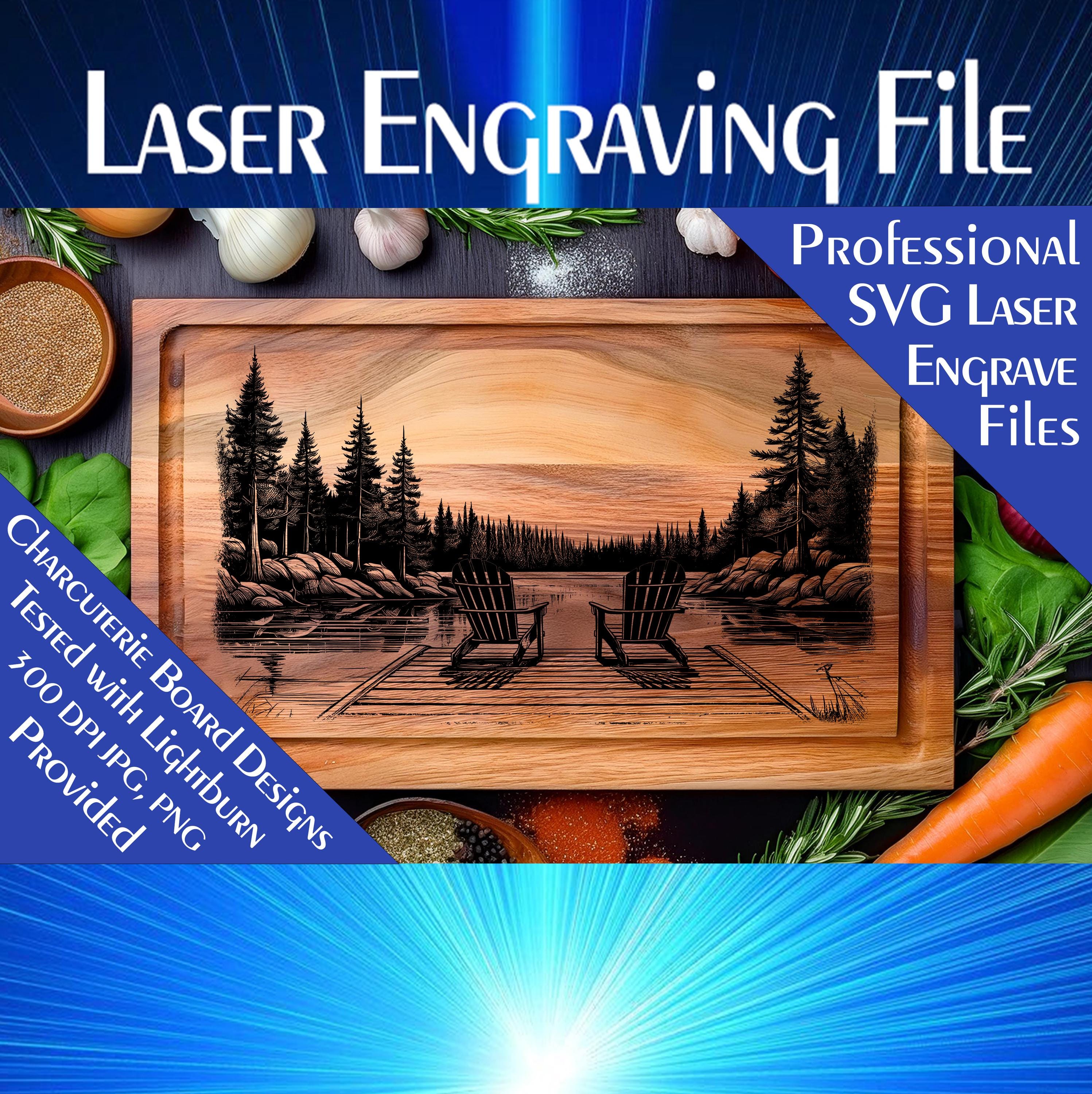 Adirondack Lake Scene - Charcuterie Board Laser Engrave SVG (Digital Download)