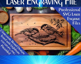 Chickadee Pair Charcuterie Board Laser Engrave SVG (Digital Download)