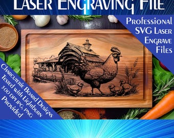 Rooster Farm Charcuterie Board Laser Engrave SVG (Digital Download)