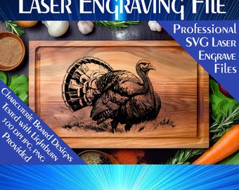 Laser Engrave File, Turkey Couple SVG, Lightburn Glowforge Wood