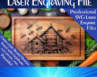 Tabla de embutidos Honey Bee SVG: Archivo de grabado láser (descarga digital)