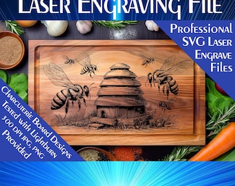 Tabla de embutidos Honey Bee (archivo SVG grabado con láser) (descarga digital)