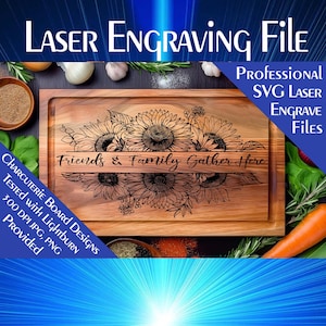 Sunflower Charcuterie Board Laser Engrave SVG File (Digital Download)