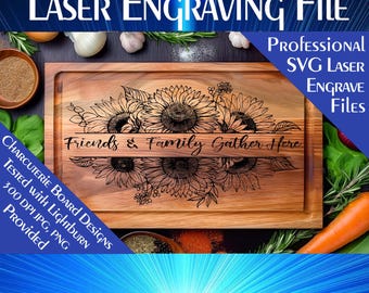 Sunflower Charcuterie Board Laser Engrave SVG File (Digital Download)