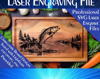 Jumping Bass Laser Engrave File, Charcuterie Board SVG (Digital Download)
