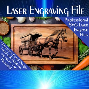 Planche de charcuterie de chariot de cheval SVG : fichier de gravure laser (téléchargement numérique)
