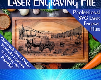 Buffalo Scene Laser Cut File: Charcuterie Board SVG, PNG (Digital Download)