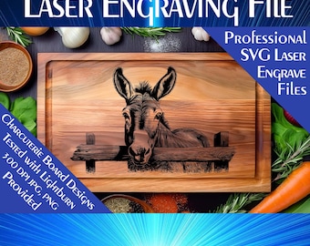 Donkey Peeking Charcuterie Board Laser Engrave File (Digital Download)