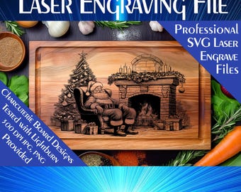 Charcuterie cutting board, Laser engrave SVG file, Santa Claus PNG, Instant Download, Wood Sign, Personalized Gift, Festive Home Decor SVG