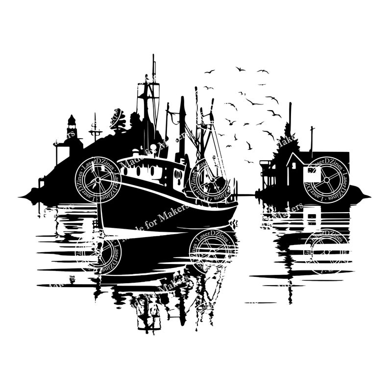 Fishing Trawler SVG Instant Download Charcuterie Board Etsy