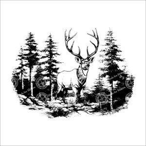 Elk Deer Engraving SVG File: Charcuterie Board Laser Design (Digital Download)