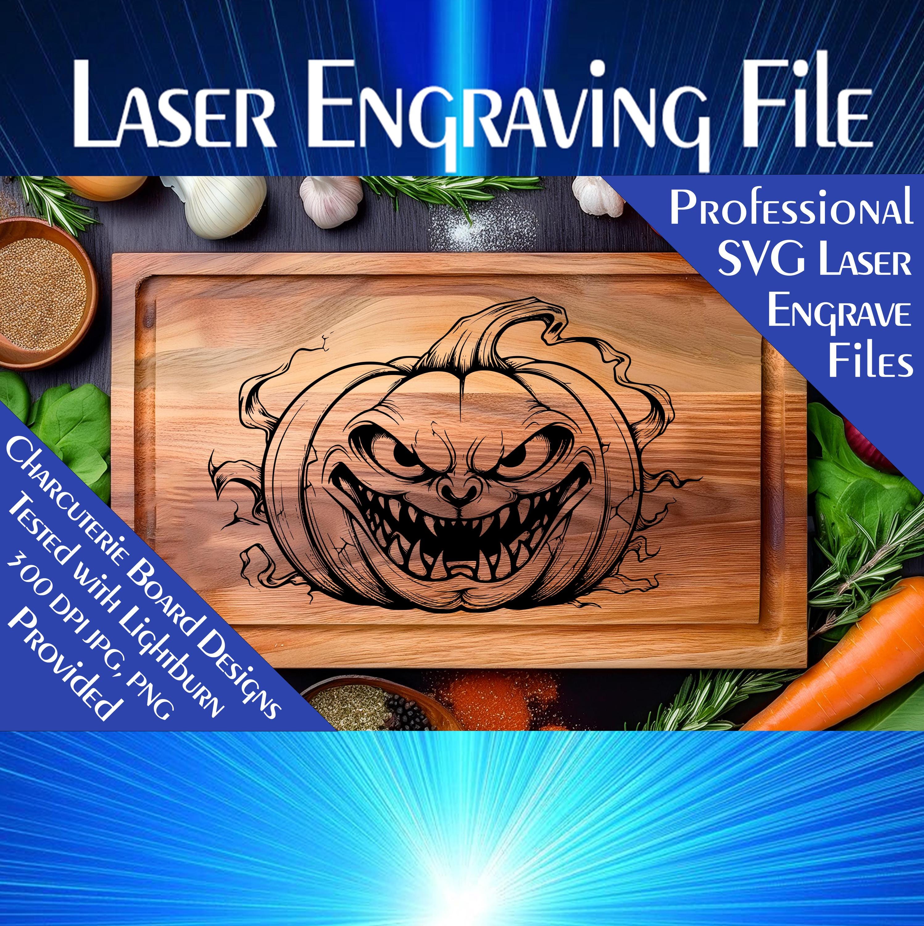 Charcuterie cutting board, Laser engrave SVG file, Scary Pumpkin, Lightburn laser SVG file, Pumpkin Carving design, Lazer sign, Halloween