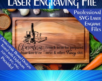 Charcuterie Board SVG: Laser Engrave File, Kitchen Decor (Digital Download)