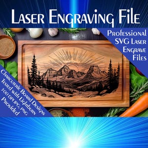 Mountain Scene Charcuterie Board Laser Engrave SVG File (Digital Download)