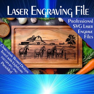 Horse Farm Charcuterie Board Laser Engrave SVG File (Digital Download)