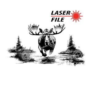 Charging Moose Laser Engrave SVG File: Charcuterie Board Design (Digital Download)