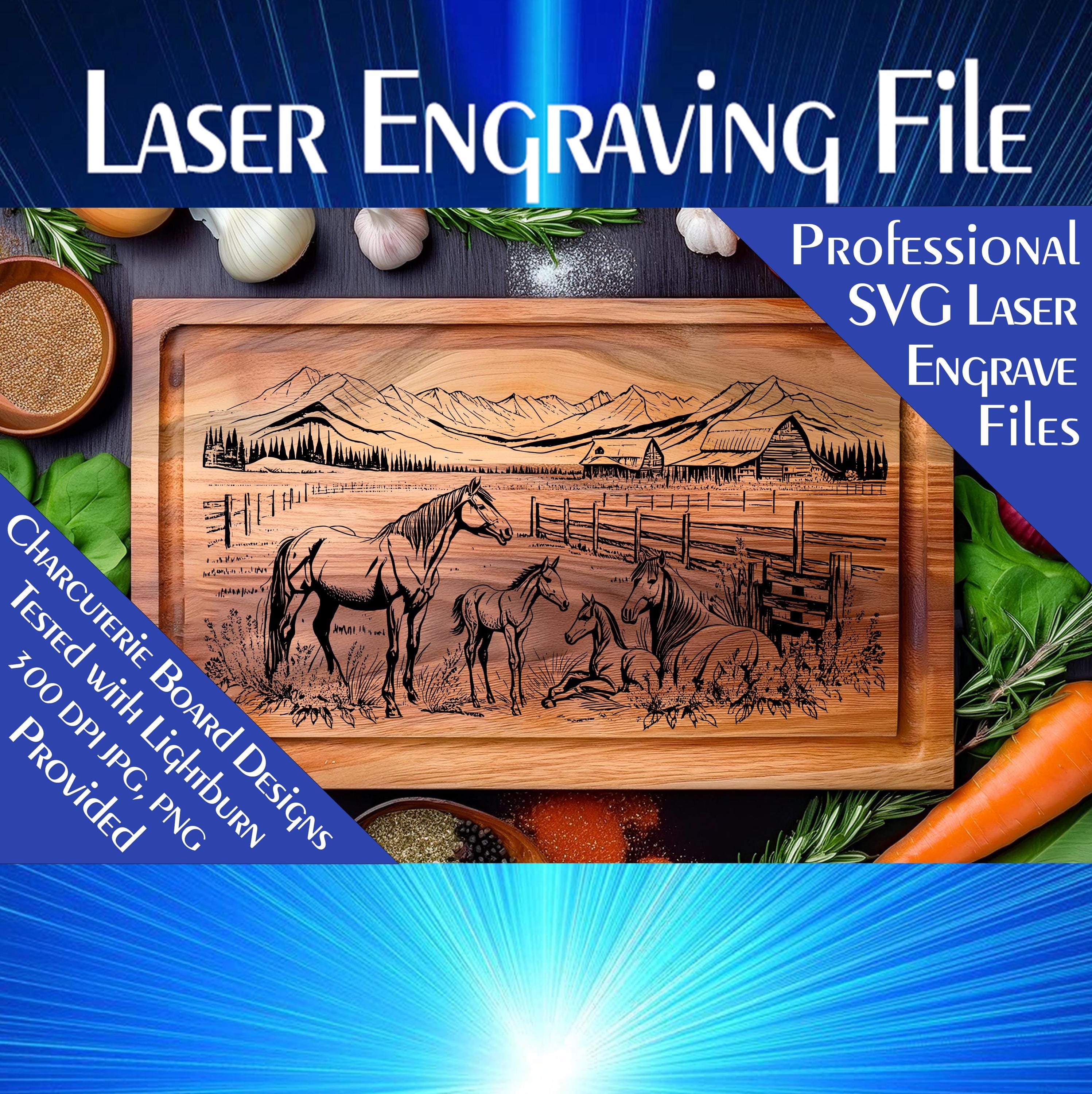 Horse Farm Charcuterie Board SVG: Laser Engrave File (Digital Download)