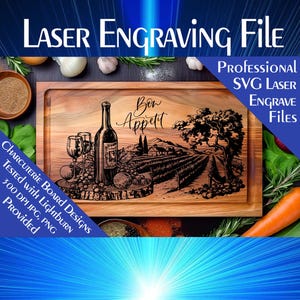 Vineyard Charcuterie Board SVG: Laser Engraving File (Digital Download)