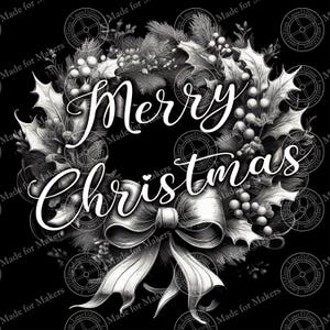 Merry Christmas PNG for Laser Engraving, Laser Burn PNG, Slate Coaster File, Lightburn File, Slate Engraving, Digital Design, PNG Laser file