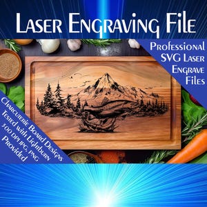 Charcuterie cutting board, Laser engrave SVG file, Mountain Trout SVG, Digital SVG Download, Laser Engraving file, Home Decor, Lightburn