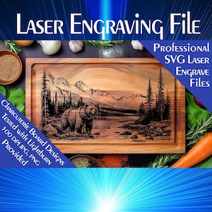 Grizzly Bear Charcuterie Board Laser Engrave SVG File (Digital Download)
