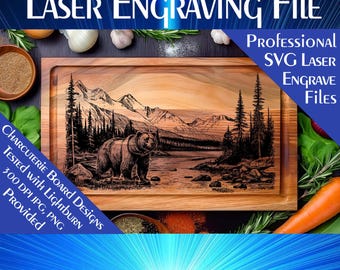 Grizzly Bear Charcuterie Board Laser Engrave SVG File (Digital Download)