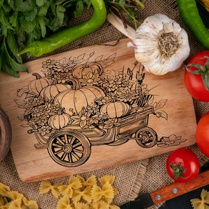 Charcuterie snijplank lasergraveren SVG-bestand hout kaas oogstkar digitaal bestand keuken decor Glowforge gravure download lightburn