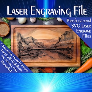 Charcuterie Schneidebrett, Laser Cut Datei, Grand Canyon Szene, sofortiger Download, Holzschild, personalisiertes Geschenk, Wildtier-Szene