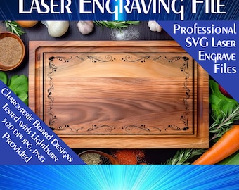 Charcuterie Board Laser Engrave File: Border Design (Digital Download)