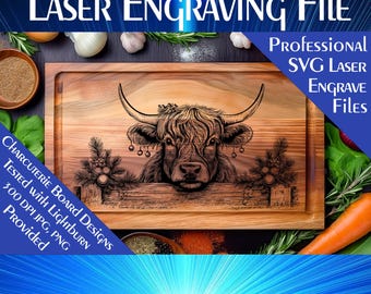 Festive Cow Charcuterie Board SVG: Laser Engrave File (Digital Download)