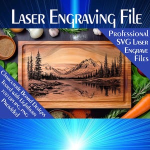Charcuterie board SVG, Laser cut file, Mountain Scene, Instant Download, Wooden Sign, Personal Gift, Home Décor, Wildlife laser engraving