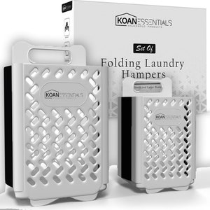 KOANEssentials (2 Pack) Collapsible Laundry Basket Laundry Hamper Clothes Hamper Smart Space Saving Hampers for Laundry Dorm Room (White)