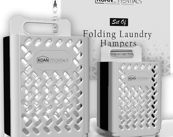 KOANEssentials (2 Pack) Collapsible Laundry Basket Laundry Hamper Clothes Hamper Smart Space Saving Hampers for Laundry Dorm Room (White)
