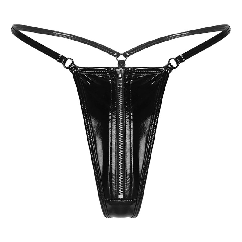 Faux Leather Open Thong, Latex Crotchless Panties, Faux Leather Panties ...