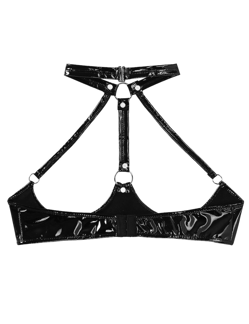 Faux Leather Shelf Bra Open Cup Bra Half Cup Bra Boobs Out Etsy Finland