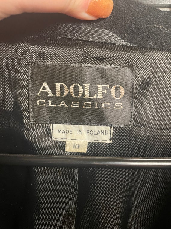 Vintage 1980s Adolfo Classics 100% Wool Black Bla… - image 6