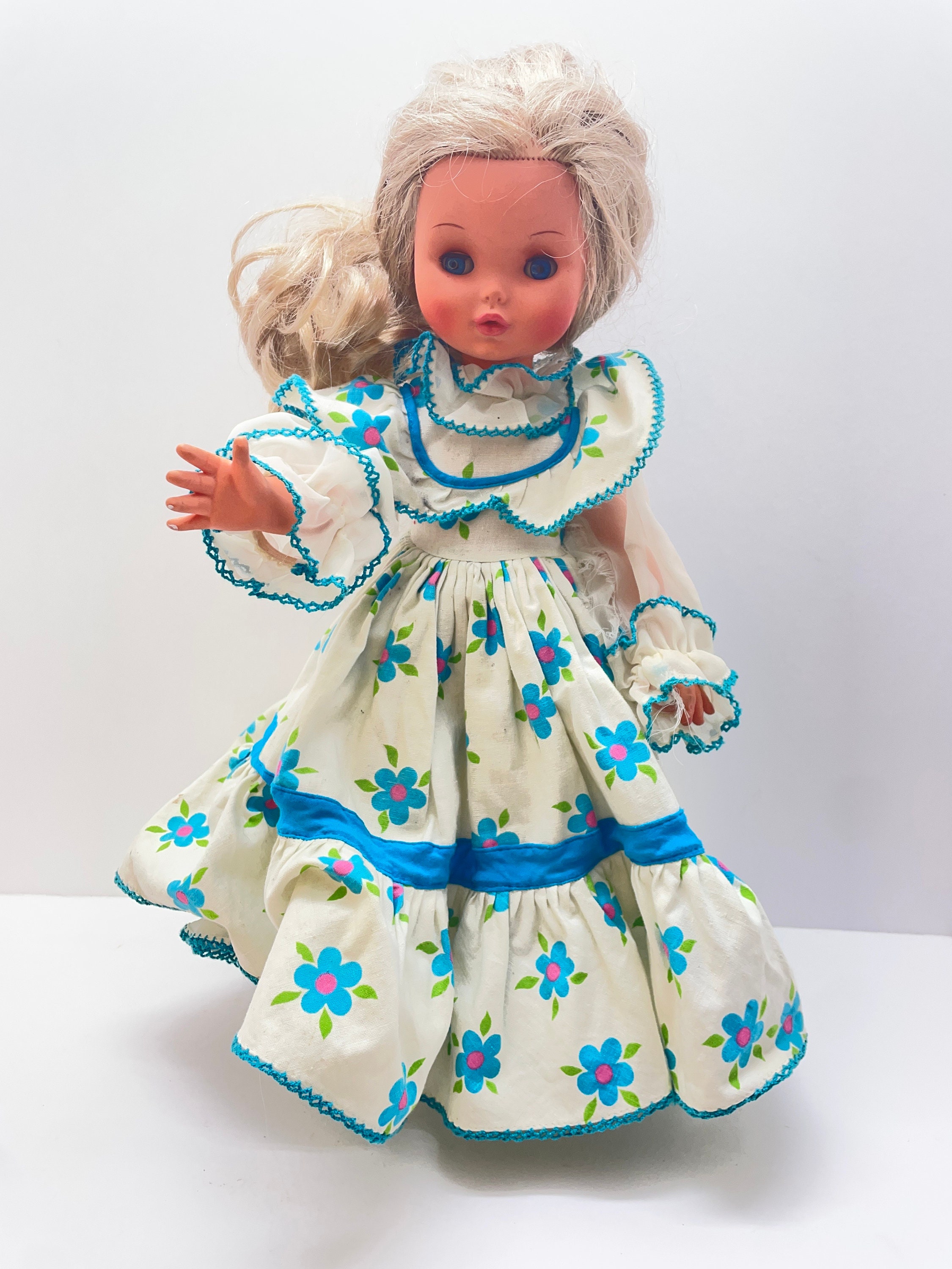 Furga Fashion Doll 18 Made in Italy Flower Dress White Boots Blonde Blue Eyes Etsy
