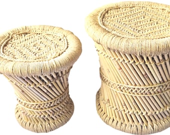 Hand-woven Cane Stools