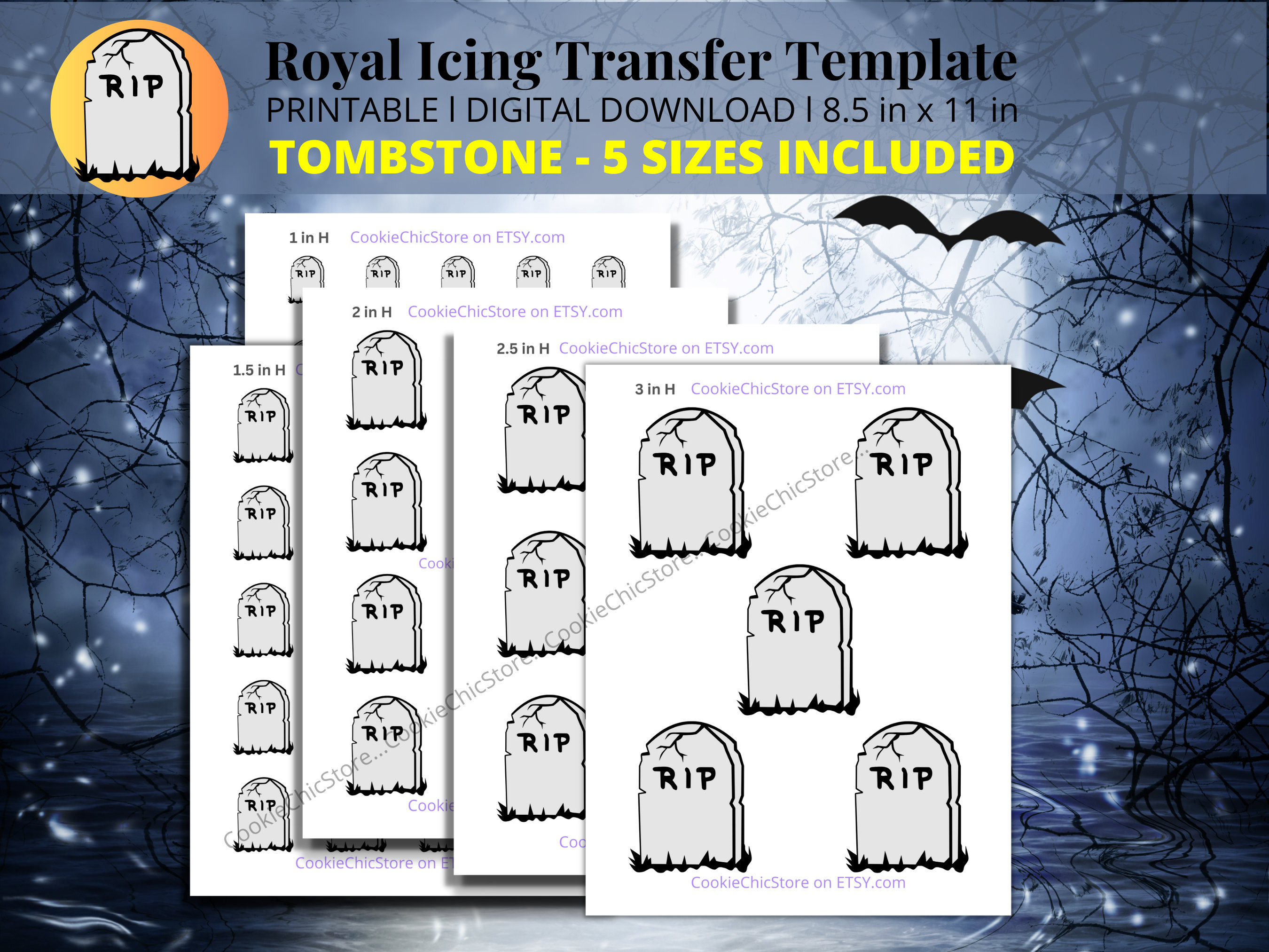 Printable Rip Headstone Halloween Icing Transfer Sheet Tombstone RIP Headstone Template for ...