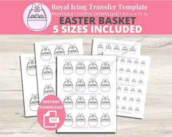 Easter Basket Royal Icing Transfer Sheet, Easter Icing Transfer Template Sheet, Easter Sugar Cookie Transfer Sheet, Macaron Cake Decorations